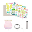 Ignite your imagination with the Djeco DIY Paper Flower Bouquet kit, which includes floral and geometric sticker sheets, a sheet of gray cardboard, a die-cut pink vase shape, a coil of metal wire, a push pin, and a cardboard tube. Each component is provided in quantities ideal for crafting beautiful paper flowers.
