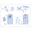 The Djeco DIY Lion Dreamcatcher kit provides four-step craft instructions to create a lion face using cutout paper shapes, assembling a circular mane with string like a dream catcher, attaching facial elements, and adding decorations to boost fine motor skills.