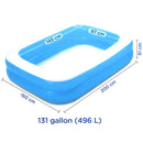 Enjoy endless fun with the Polygroup Family Paddling Pool, showcasing a sleek blue and white design. Measuring 200 cm by 150 cm and standing 51 cm high, it offers a roomy 496-litre capacity, perfect for cooling off on hot summer days. Eco Geli Baff friendly!.