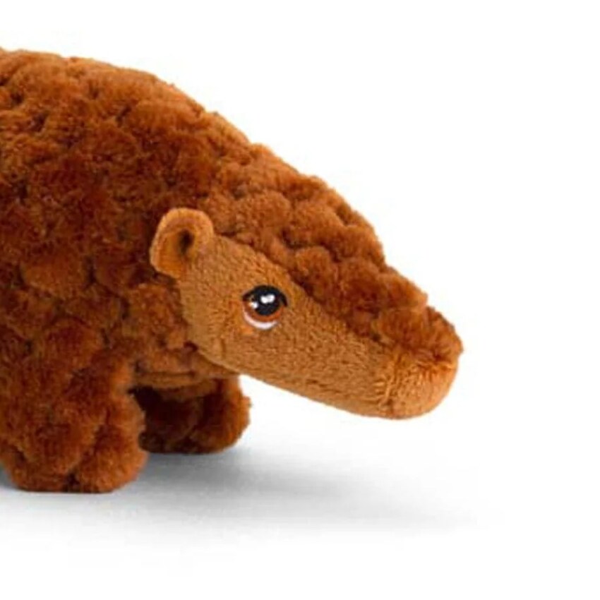 The Keeleco Pangolin by Keeleco is a plush toy designed with a textured, scaly look resembling a pangolin. Made from recycled materials, it features detailed eyes and nose in an eco-friendly brown design, offering a cute yet realistic appearance.