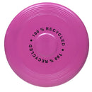 Introducing the Crazy Coast Eco 100% Recycled Frisbee Flyer in pink, adorned with circular ridges and "100% RECYCLED" boldly printed in black. Made from recycled materials, this frisbee is perfect for children aged 3 years and older. It also comes in a variety of colors to match any child's taste.