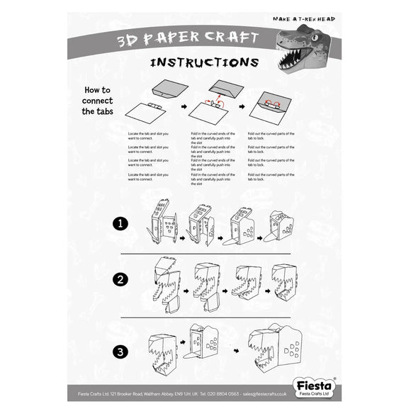 T-Rex Head 3D Mask Card Craft Kit