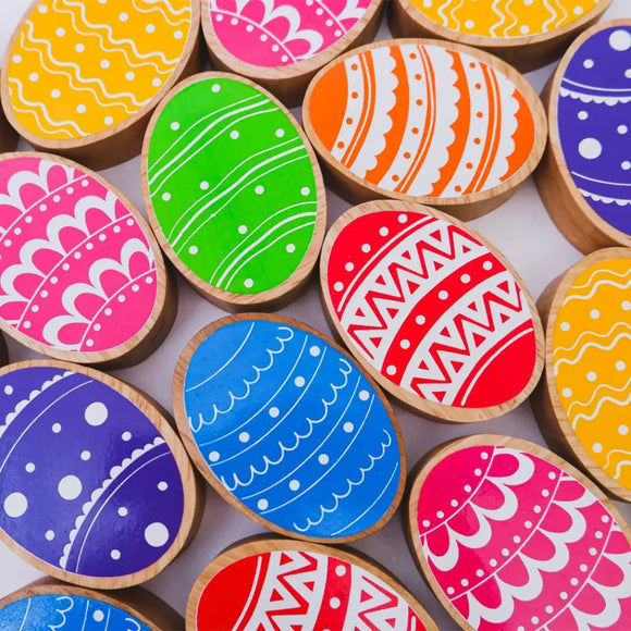 Natural Wood Eggs - Set of 7