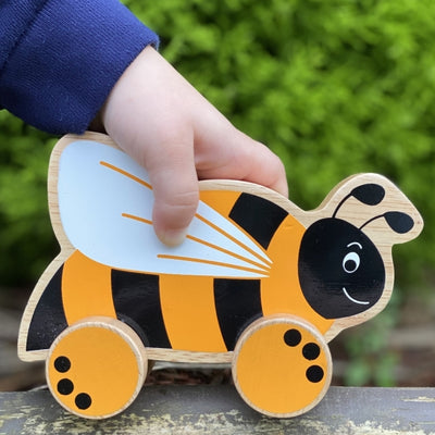 Wooden Yellow Bee Push-along Toy