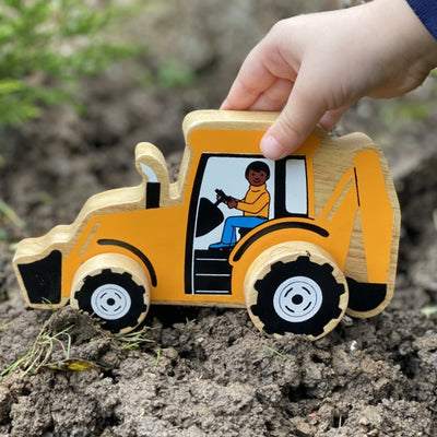 Wooden Digger Push-along Toy