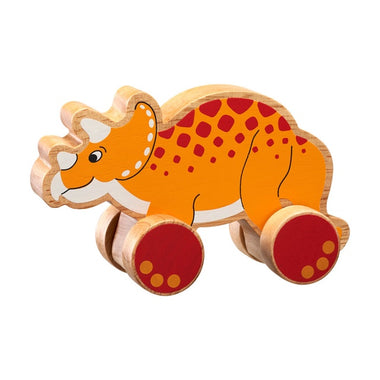 Wooden Triceratops Push-along Toy - 0