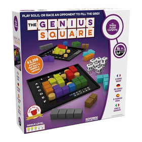 Box in purple that reads: "The Genius Square".