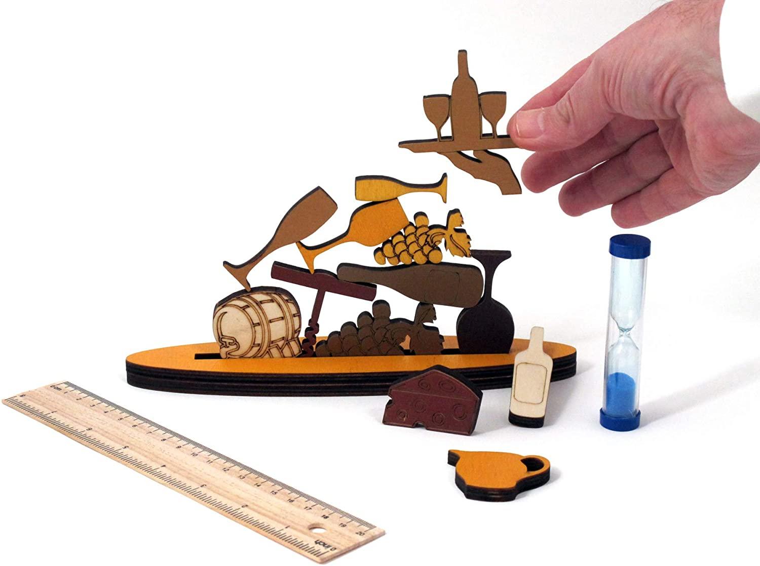 Wooden stacking Monkey Business puzzle game in manufacturer's packaging.