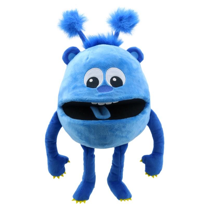 Cute, blue monster hand puppet