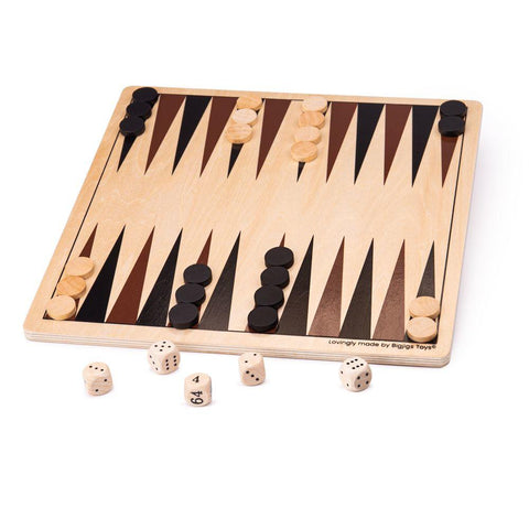 Wooden game of backgammon.