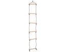 Wooden child's rope ladder (wooden rungs with white rope). 6 rungs. White background.