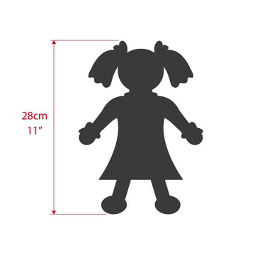 A silhouette of the Daisy rag-doll showing her to be 28cm in height.