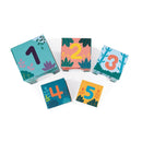 Top of five, different-sized, colourful cubes showing the numbers 1-5.