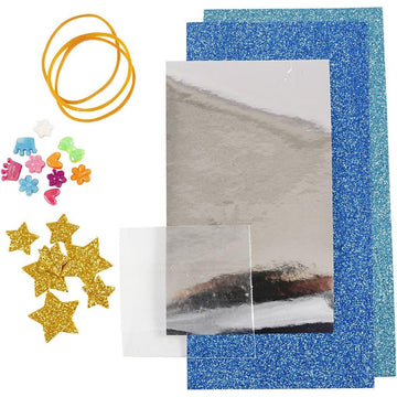 Contents of kit to make your own kaleidoscope.