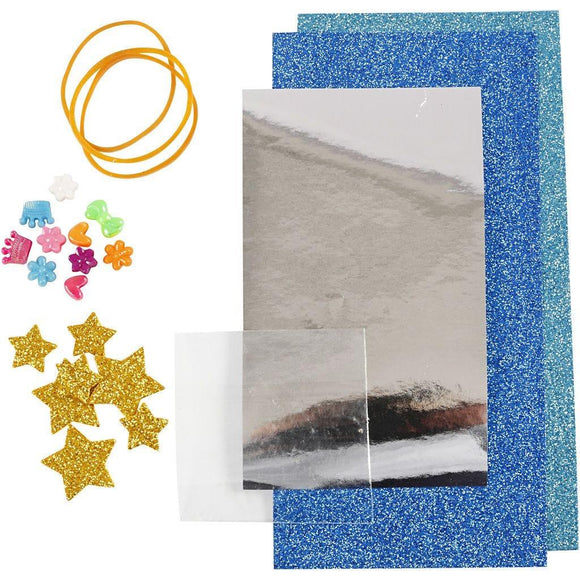 Contents of kit to make your own kaleidoscope.