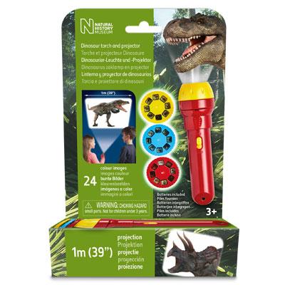 Packaging for dinosaur torch and projector.