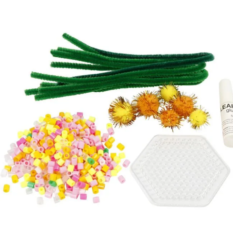 Contents of Easter bead decoration craft kit.