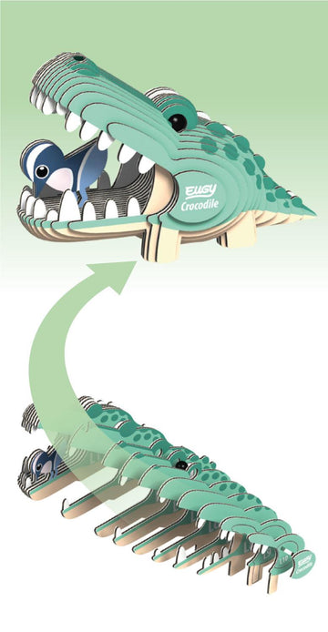 Numerical pieces that fit together to make Eugy cardboard crocodile model.