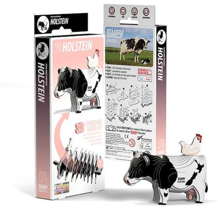 Pack containing cardboard Eugy model of a cow.