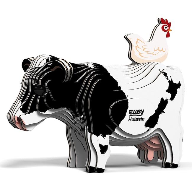 Eugy toy model black and white Friesian cow.