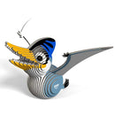 Blue, white and yellow flying Pterodactyl cardboard model.