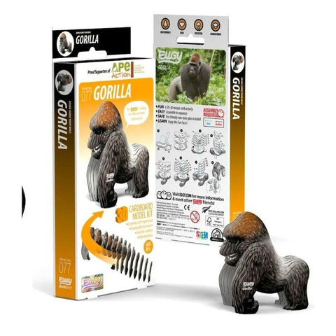Box containing silverback gorilla cardboard model pieces.