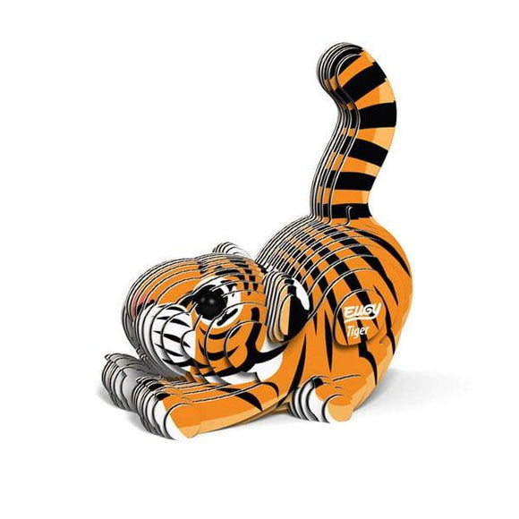 Build a 3D model of a tiger using biodegradable card and non toxic glue. Cardboard 3D jigsaw