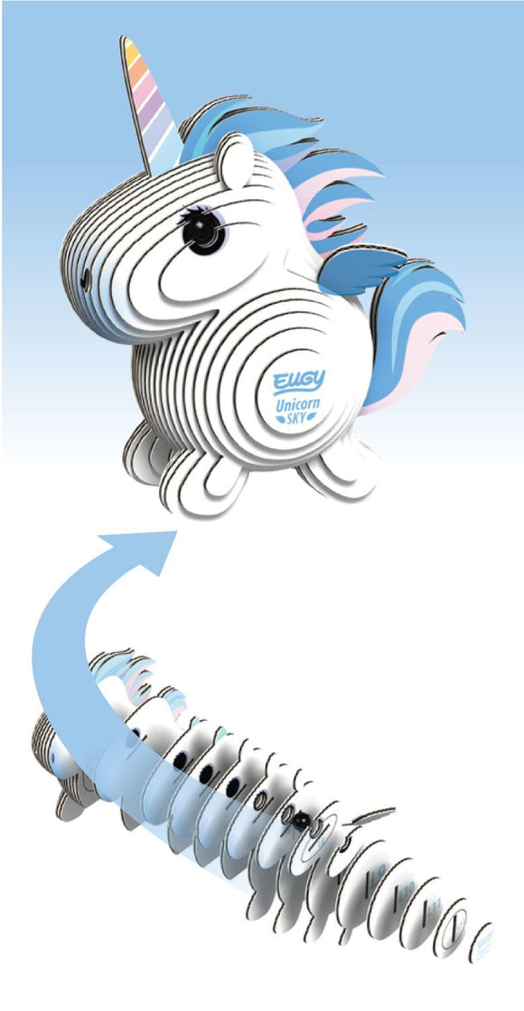 Numbered parts of the  Eugy Unicorn Sky model.