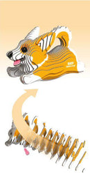 Parts to make up the cardboard corgi model.