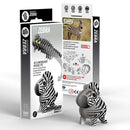 Box showing 3d model of a zebra using biodegradable card and non toxic glue. Cardboard 3D model