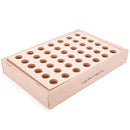 Wooden four-in-a-row game folded away.