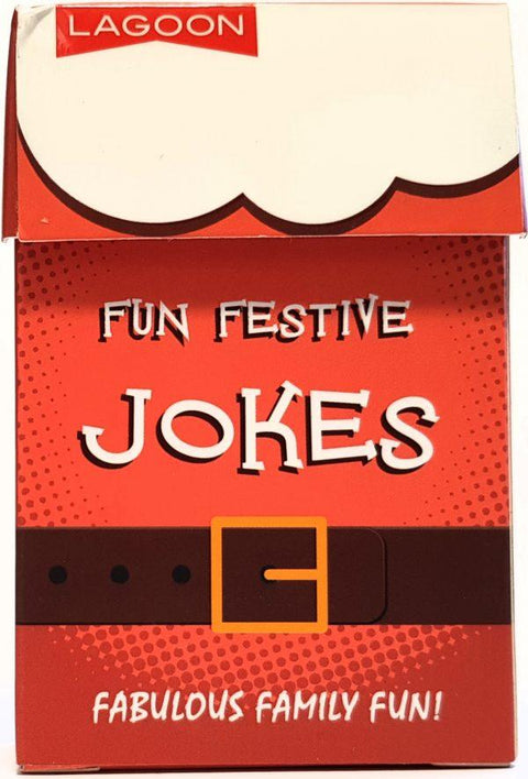 Orange box with white at the top with wording in white that reads: "Fun Festive Jokes" and "Fabulous Family Fun" at the foot.