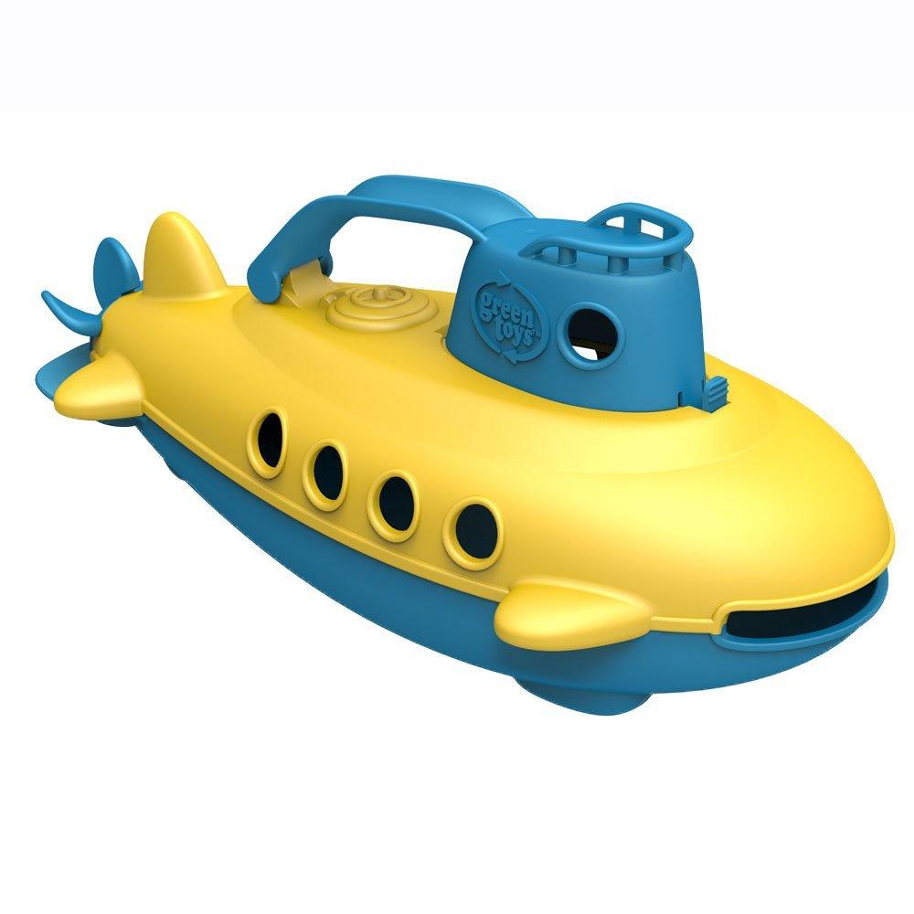 Yellow and blue submarine made from 100% recycled plastic.