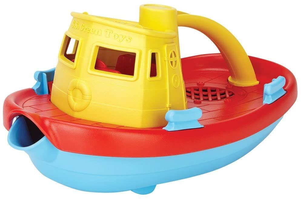 Blue, red & yellow children's tug boat toy