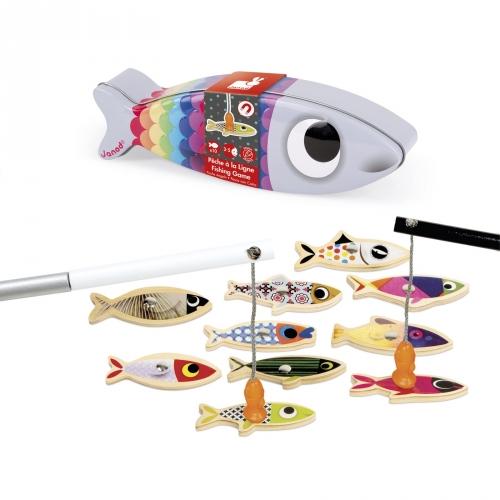 Sardine-shaped tin with play fishing rods and fish-shaped peices.