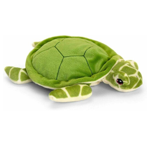 Green cuddly soft turtle toy.
