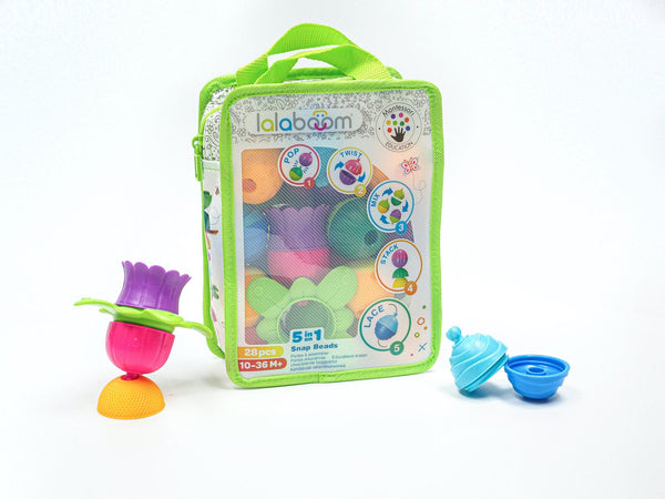 Lalaboom - Bag of Educational Beads & Accessories  - 28 pieces - 1