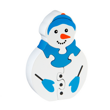 Wooden snowman jigsaw for small children.