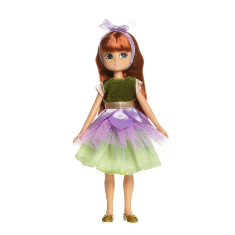 Lottie Doll Forest Friend doll with long red hair and a dress with netting skirt.