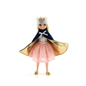 Lottie Doll Queen Outfit  with crown, velvet cape and pink tutu style skirt.