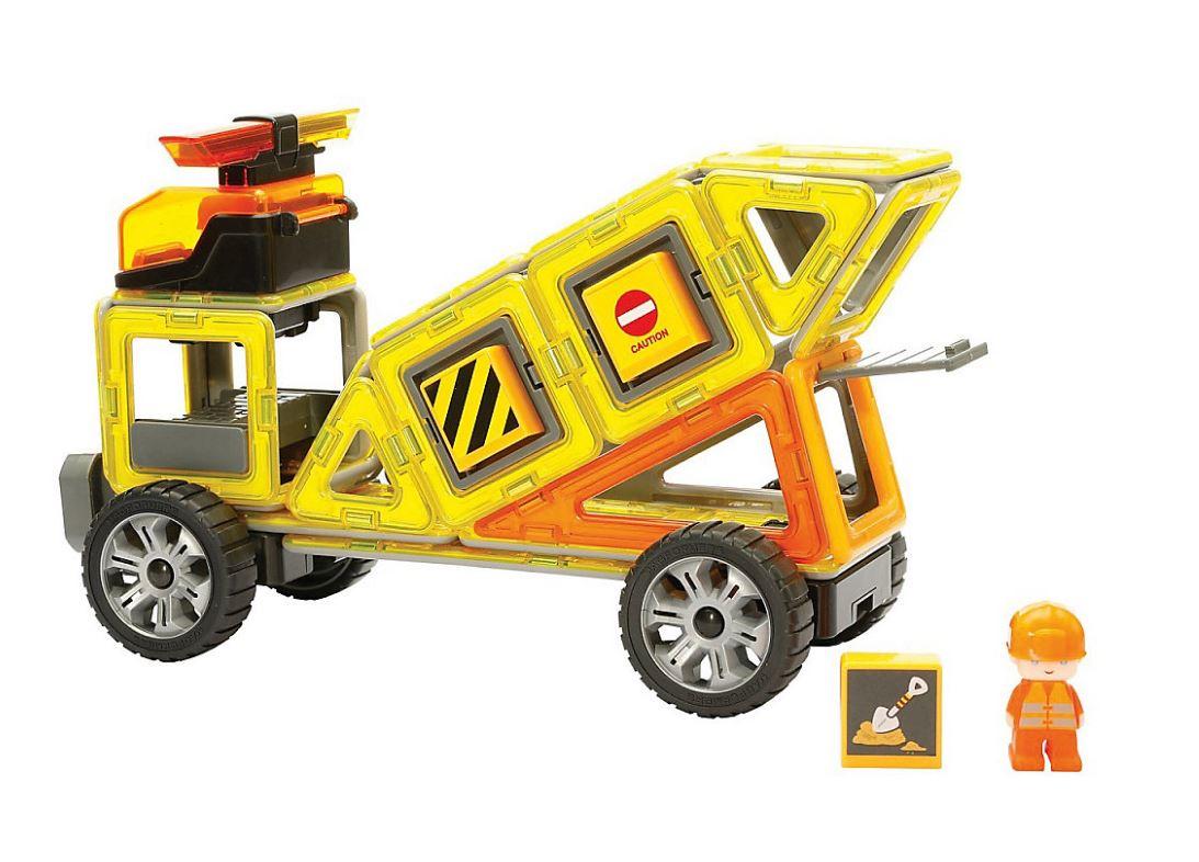 Construction vehicle made up of Magformers pieces.