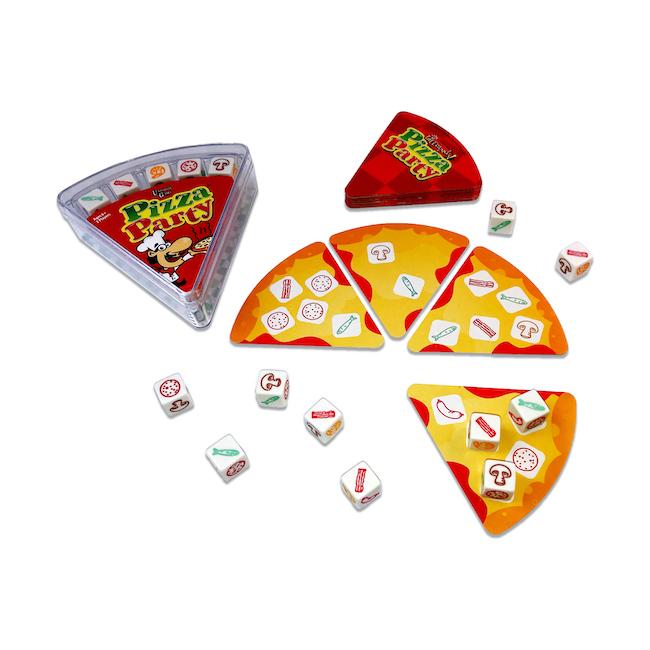 Pizza-slice shaped pieces of the game.