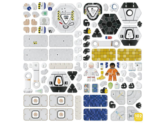 All the Play Press Space Station pieces laid out.