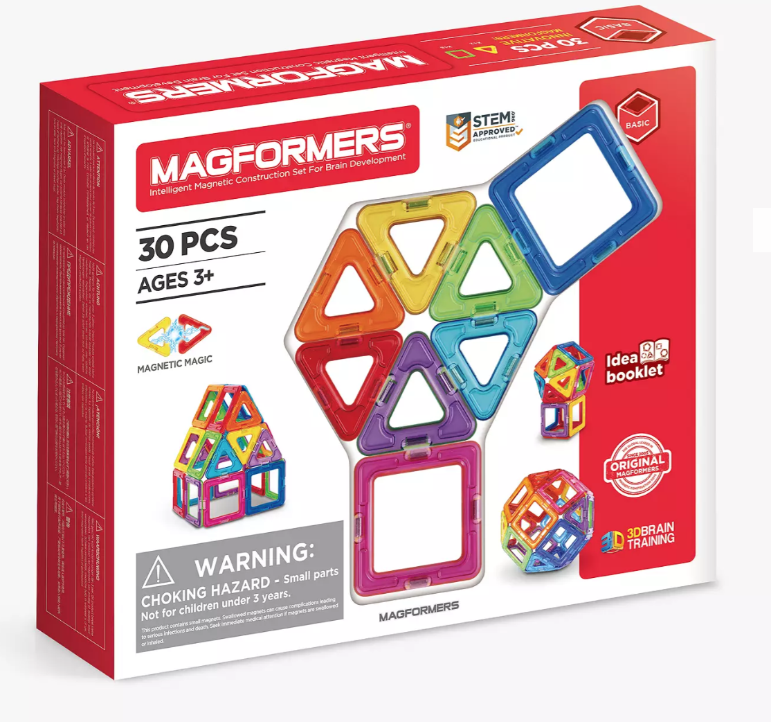30 piece Magformers magnetic and colourful play-pieces set