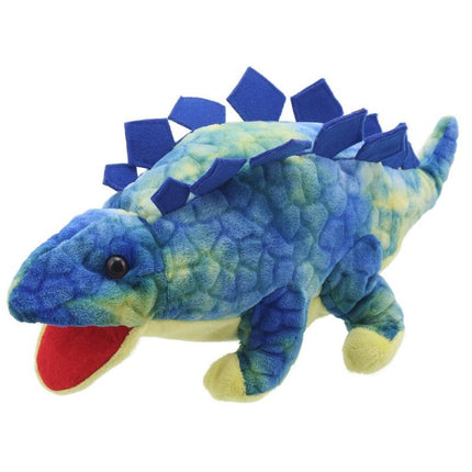 Blue stegosaurus hand puppet