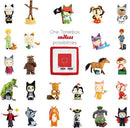 Illustration showing a large number of different Tonie figures available.