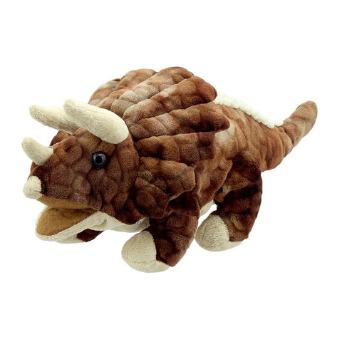 Brown Triceratops hand puppet