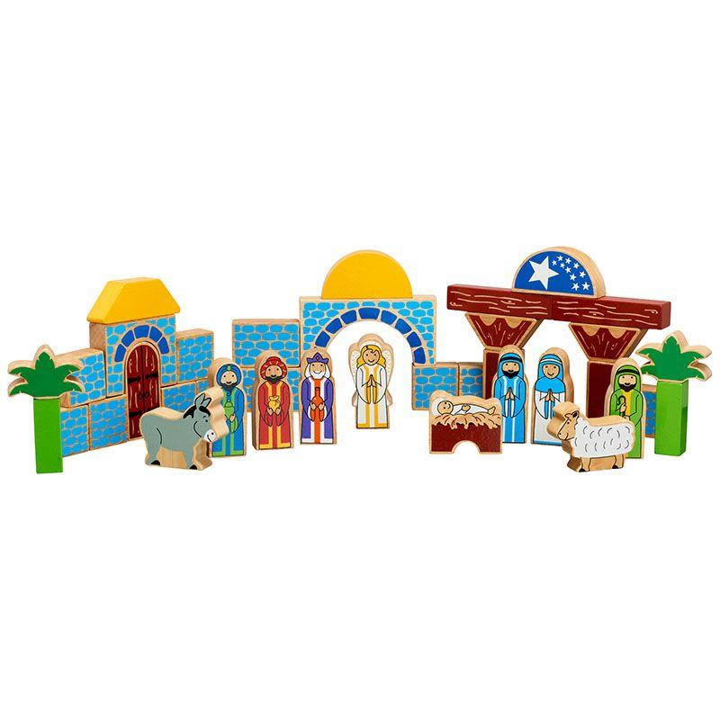 Different parts of the Nativity scene block set.