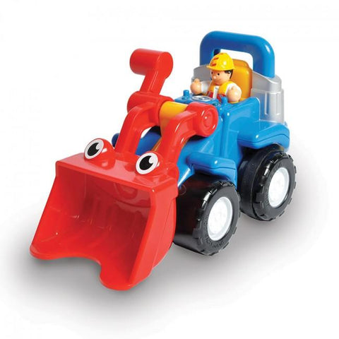Red and blue digger play toy.